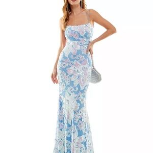 Floral Sequin Maxi Dress